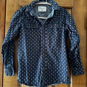 Cody James Pearl Snap Short Boys Medium Navy Brown Aztec Western Rodeo